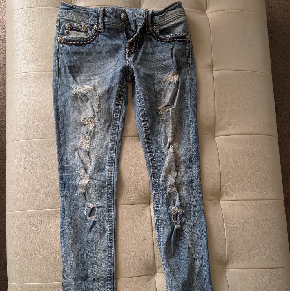 Miss Me Distressed Light Blue Skinny Jeans